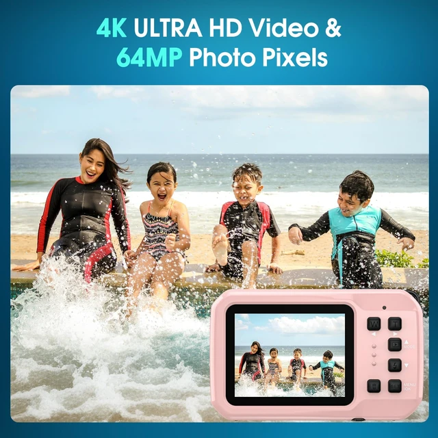 Alt view image 3 of 7 - 4K Underwater Camera, 64MP 16FT Compact Waterproof Camera with 16GB Card Floatable Digital Camera, 16X Digital Zoom, Auto Focus, Fill Light, 650mAh Battery, Ideal for Travel, Surfing, Swimming