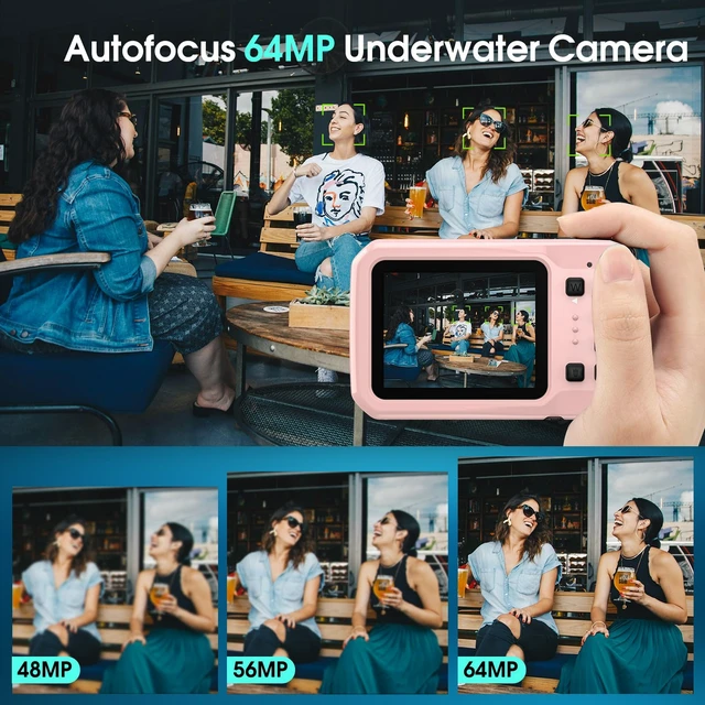 Alt view image 4 of 7 - 4K Underwater Camera, 64MP 16FT Compact Waterproof Camera with 16GB Card Floatable Digital Camera, 16X Digital Zoom, Auto Focus, Fill Light, 650mAh Battery, Ideal for Travel, Surfing, Swimming