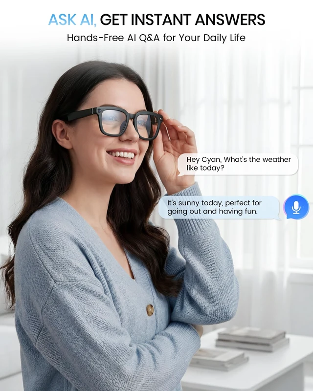 Alt view image 3 of 7 - Smart Glasses with Camera and Bluetooth,HD Video Recording,Clear Lens Voice Control,Open-Ear Bluetooth Audio, Hands-Free Calls Multi-Language Translation, Anti-Shake Video Photo Capture
