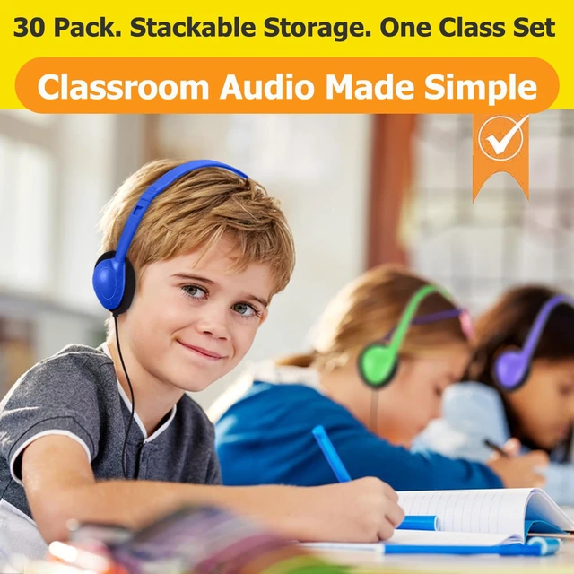 Alt view image 6 of 7 - 30 Pack Kids Headphones Bulk Type-C, USB C Wired Headphones for School Classroom, Wholesale Children Student Headset for Chromebook Laptop PC, Mixed Colors