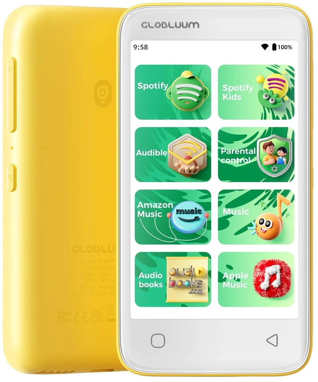 Main image of 80GB MP3 Player for Kids, Parental Controls, Supports Spotify Kids, Audible, LibriVox, and Kindle, Android MP4 Player Gift with 4" Touchscreen, WiFi and Bluetooth Sunshine Yellow