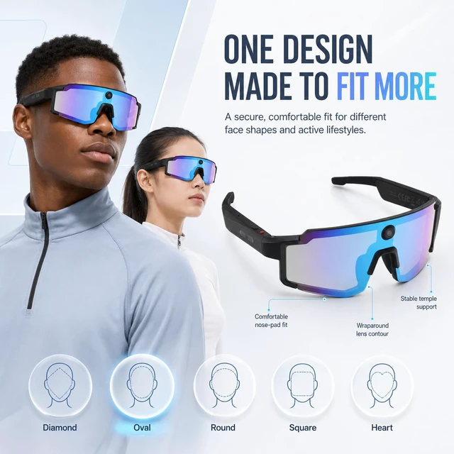 Alt view image 7 of 7 - AI Smart Glasses with Camera, 1080P Video Recording Sunglasses, ChatGPT Voice Assistant, Dual Mic ENC & Bone Conduction Open-Ear Audio, 139 Languages Translation for Cycling Travel, 300mAh