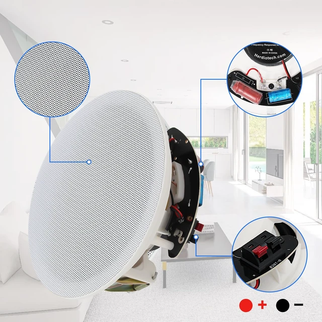 Alt view image 4 of 7 - 8 Inch Bluetooth Ceiling Speakers Max Power 400 Watts 2 Way Flush Mount in Wall Speaker Great for Bathroom, Kitchen,Living Room,Office(1 Pair)