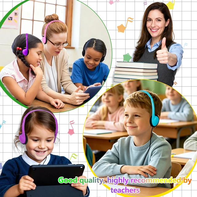 Alt view image 7 of 7 - Type C Kids Headphones 50 Pack, Wired for School, Mixed Colors K-12 Boys Girls Teens Students. Museum Library Classroom Computer Lab. USB C Device PC Chromebook Laptop Tablet