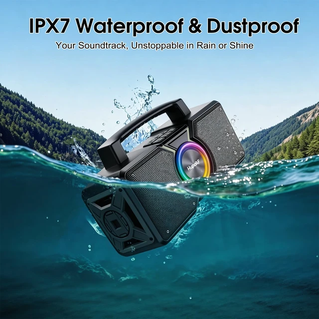 Alt view image 4 of 7 - Speakers Bluetooth Wireless,160W Max Loud Bass Outdoor Speaker, IPX7 Waterproof, Boombox Sound, All Day Battery, Wireless TWS Pairing Speakers Portable for Party, Outsides, Beach,Garage