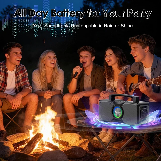 Alt view image 6 of 7 - Speakers Bluetooth Wireless,160W Max Loud Bass Outdoor Speaker, IPX7 Waterproof, Boombox Sound, All Day Battery, Wireless TWS Pairing Speakers Portable for Party, Outsides, Beach,Garage