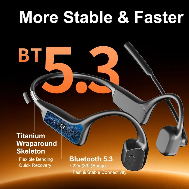 Alt view image 6 of 7 - Bone Conduction Headphones with Microphone Boom, Open Ear Wireless Bluetooth Headset with USB Dongle for PC, AI Noise Cancelling Mic, Bone Conducting Headset for Office Remote Work Sports Driving