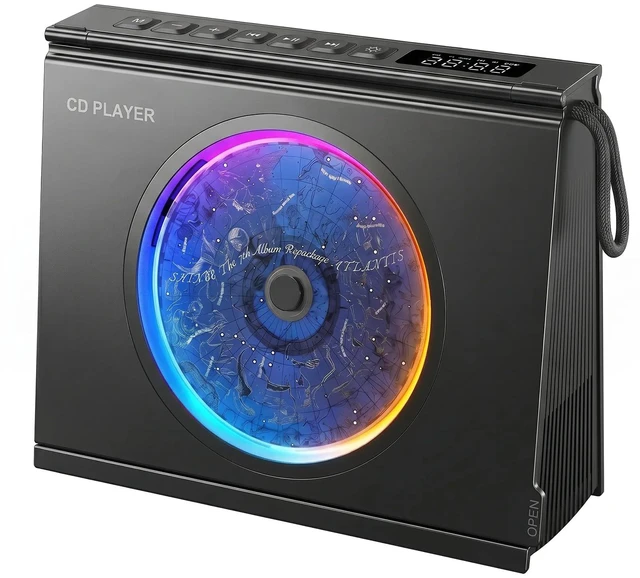 Main image of CD Player Portable Bluetooth CD Players for Home 4000mAh Rechargable Portable CD Player with Hifi Sound & Dual Bluetooth & Dual Speakers & LCD Screen Display & Timer FM Radio Eldly Friendly