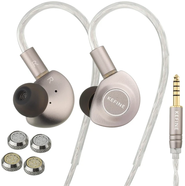 Main image of Delci AE Hi-Fi IEMs, 10mm DLC+PU Dynamic Driver in-Ear Monitors with Interchangeable Tuning Nozzles, CNC Aluminum Wired Earphones, Detachable Hybrid 164-Core Silver-Plated Cabl (Silver, 4.4mm)