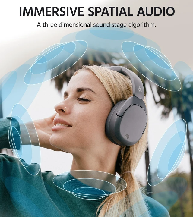 Alt view image 4 of 7 - W830NB Wireless Over Ear Headphones, 94H Playtime, Gray 45dB Active Noise Cancelling, LDAC Hi-Res Sound, Spatial Audio, Fast Charging, Multipoint Connection, Bluetooth 5.4