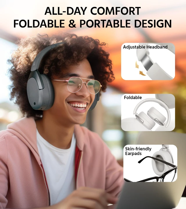Alt view image 7 of 7 - W830NB Wireless Over Ear Headphones, 94H Playtime, Gray 45dB Active Noise Cancelling, LDAC Hi-Res Sound, Spatial Audio, Fast Charging, Multipoint Connection, Bluetooth 5.4