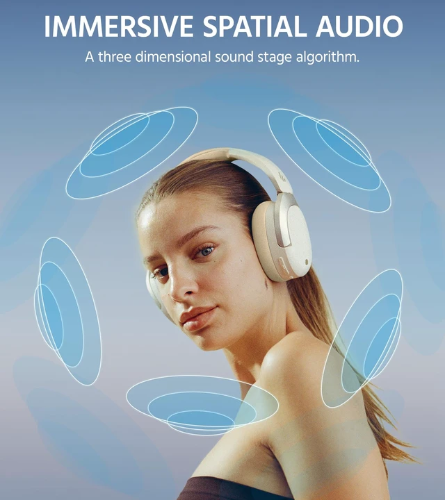 Alt view image 4 of 7 - W830NB Wireless Over Ear Headphones, 94H Playtime, Ivory 45dB Active Noise Cancelling, LDAC Hi-Res Sound, Spatial Audio, Fast Charging, Multipoint Connection, Bluetooth 5.4
