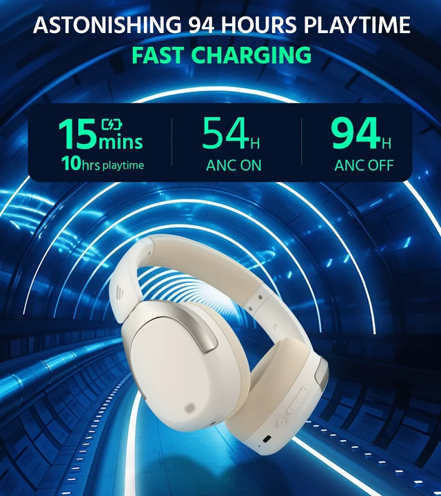 Alt view image 5 of 7 - W830NB Wireless Over Ear Headphones, 94H Playtime, Ivory 45dB Active Noise Cancelling, LDAC Hi-Res Sound, Spatial Audio, Fast Charging, Multipoint Connection, Bluetooth 5.4