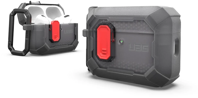 Main image of UAG Plasma for AirPods Pro 3 Gen Case 2025, Smoke/Lava Heavy Duty Protection, Military-Grade Drop Tested, Secure Latch, Detachable Carabiner, Wireless Charging Compatible