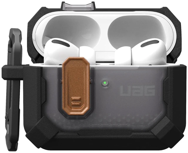 Alt view image 3 of 7 - UAG Plasma for AirPods Pro 3 Gen Case 2025, Blackout/Aged Bronze Heavy Duty Protection, Military-Grade Drop Tested, Secure Latch, Detachable Carabiner, Wireless Charging Compatible