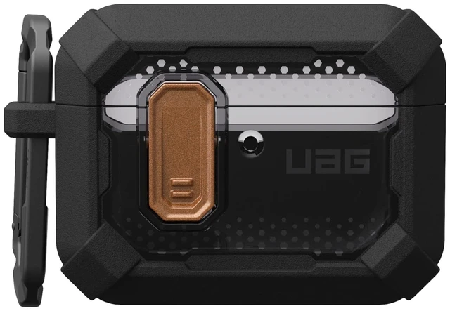 Alt view image 5 of 7 - UAG Plasma for AirPods Pro 3 Gen Case 2025, Blackout/Aged Bronze Heavy Duty Protection, Military-Grade Drop Tested, Secure Latch, Detachable Carabiner, Wireless Charging Compatible