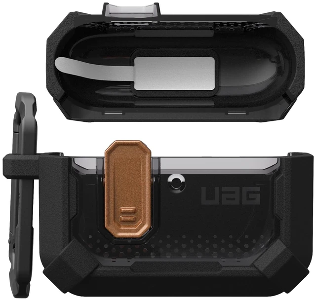 Alt view image 7 of 7 - UAG Plasma for AirPods Pro 3 Gen Case 2025, Blackout/Aged Bronze Heavy Duty Protection, Military-Grade Drop Tested, Secure Latch, Detachable Carabiner, Wireless Charging Compatible