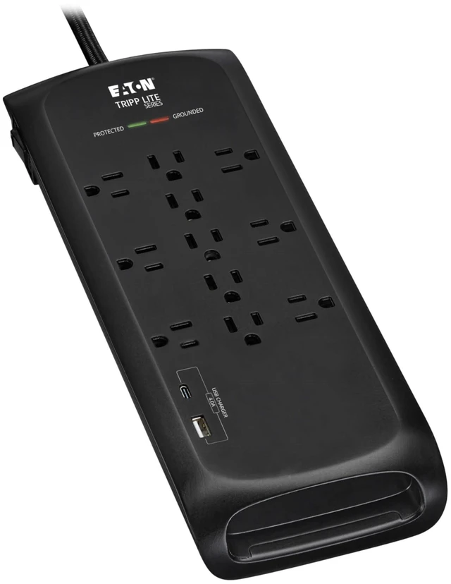 Main image of Eaton TLP118DBUC Surge Protector 11 Outlet with USB & USB-C 4200 Joules, 8ft Braided Flat Plug Extension Cord, EMI/RFI Filtering, Under Desk & Wall Mountable
