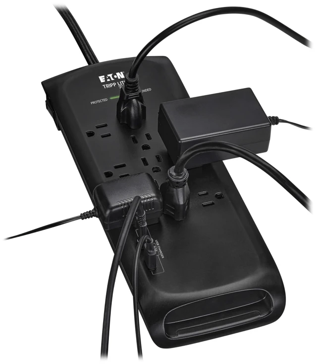 Alt view image 3 of 7 - Eaton TLP118DBUC Surge Protector 11 Outlet with USB & USB-C 4200 Joules, 8ft Braided Flat Plug Extension Cord, EMI/RFI Filtering, Under Desk & Wall Mountable