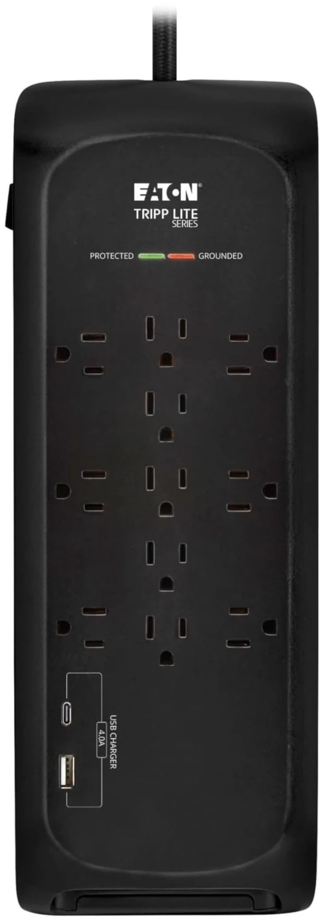 Alt view image 5 of 7 - Eaton TLP118DBUC Surge Protector 11 Outlet with USB & USB-C 4200 Joules, 8ft Braided Flat Plug Extension Cord, EMI/RFI Filtering, Under Desk & Wall Mountable