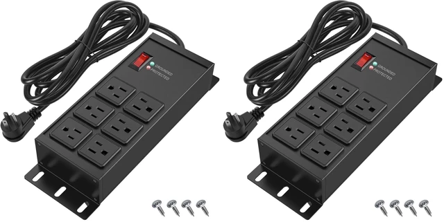 Main image of Heavy Duty Surge Protector Power Strip Black, 6 Outlets, 6FT (Pack of 2)