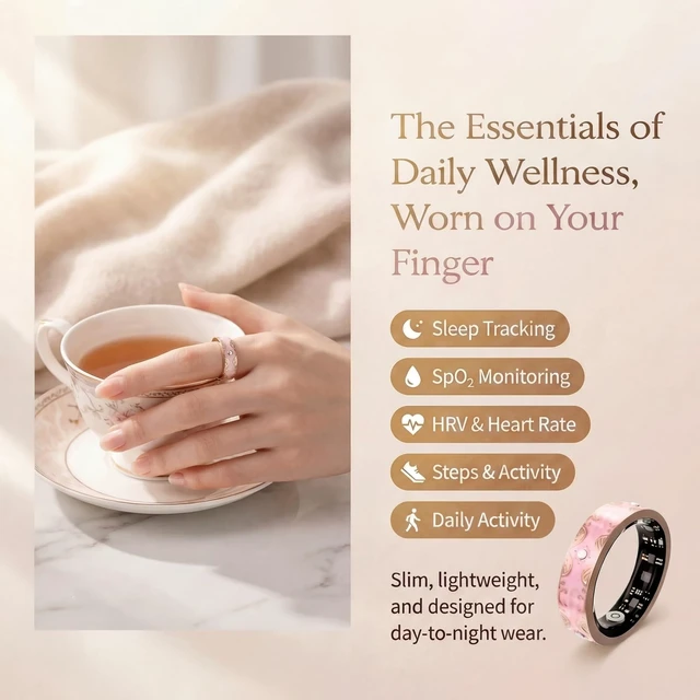 Alt view image 4 of 7 - Smart Ring for Women, Sleep Tracker and Health Ring with Heart Rate, SpO2, HRV, Multi-Sport Tracking, IP68 Waterproof, Jewelry-Inspired Design, No Subscription, for iOS and Android (Pink, 8#)