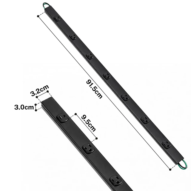 Alt view image 2 of 7 - Under Cabinet Power Strip Hardwire, 6 Tamper Resistant Outlets with 2 USB, Full-Metal Hardwired, Linkable, Power Strip for Conference Tables workbenches, ETL Listed, 15A, Black