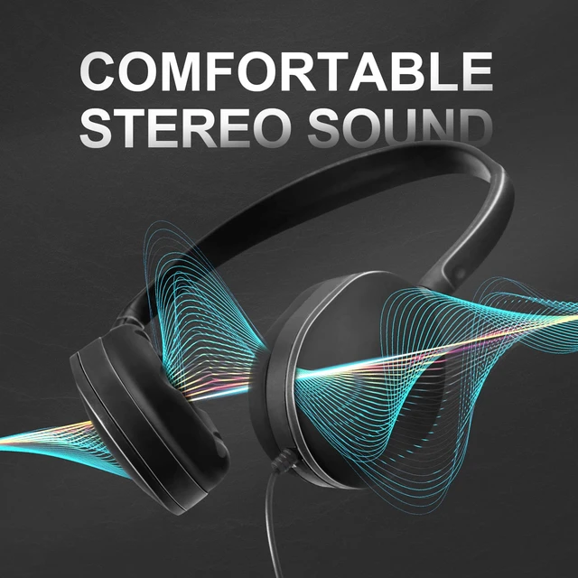 Alt view image 2 of 5 - Flutesan 30 Pack Wired Headphones, Adjustable On Ear Headphones, Black | with Stereo, Earbuds for Schools, Laptop, Travel, Plane, Tablet