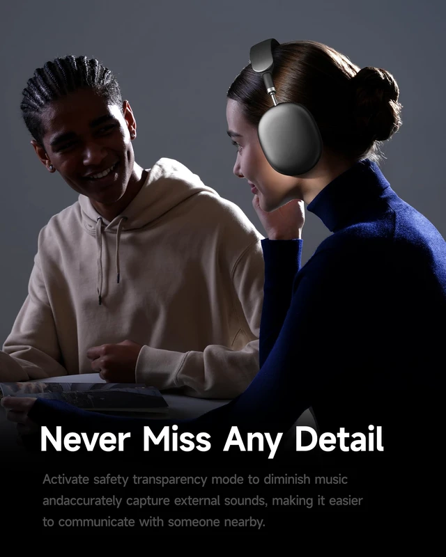 Alt view image 4 of 7 - F8 Pro Hybrid Active Noise Cancelling Bluetooth Headphones Deep Grey 140H Playtime, Head Tracking, Customizable Sound, Multiple Modes, Multipoint, Built-in Mic, Wireless Over-Ear, Travel, Office