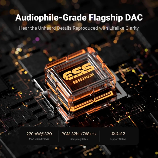 Alt view image 4 of 7 - DS3 USB-C DAC HiFi Amp Dongle, Portable Headphone Amplifier with 7.1 Spatial Audio, ES9039Q2M XMOS Powered, DSD512, 3.5mm Single 4.4mm Balanced for PC/Phone/ PS5/ Switch Silver