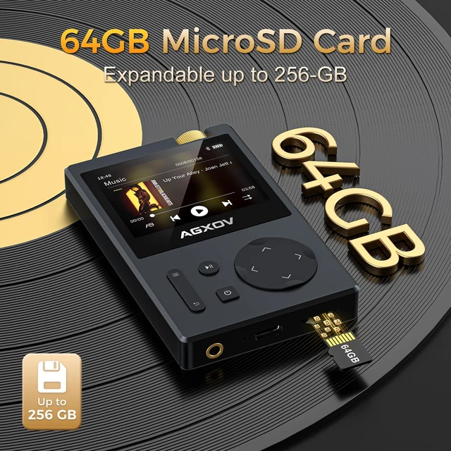 Alt view image 5 of 7 - HiFi MP3 Player with Hi-Res Lossless Audio, Bluetooth 5.3 Portable Music Player, 64GB Memory, 3.5mm Balanced Output, Long Battery Life for High-End HeadphonesUP to 256GB