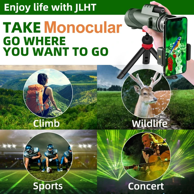 Alt view image 5 of 7 - 40X60 High Power Monocular Telescope with Tripod & Phone Adapter, HD Low Light Vision for Adults, Perfect for Wildlife Watching, Hiking, Camping and Sporting Events