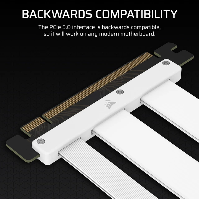 Alt view image 5 of 7 - Premium PCIe 5.0 x16 175mm Riser Cable Ultra-Flexible, Durable, Easy to Install White