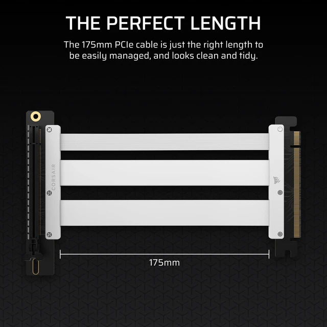 Alt view image 7 of 7 - Premium PCIe 5.0 x16 175mm Riser Cable Ultra-Flexible, Durable, Easy to Install White