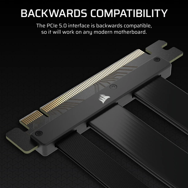 Alt view image 5 of 7 - Premium PCIe 5.0 x16 175mm Riser Cable Black Ultra-Flexible, Durable, Easy to Install