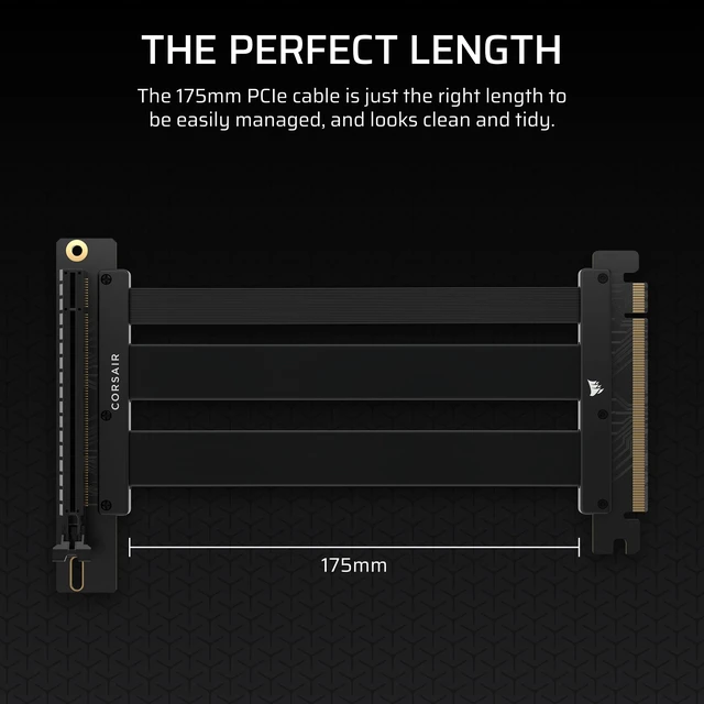 Alt view image 7 of 7 - Premium PCIe 5.0 x16 175mm Riser Cable Black Ultra-Flexible, Durable, Easy to Install