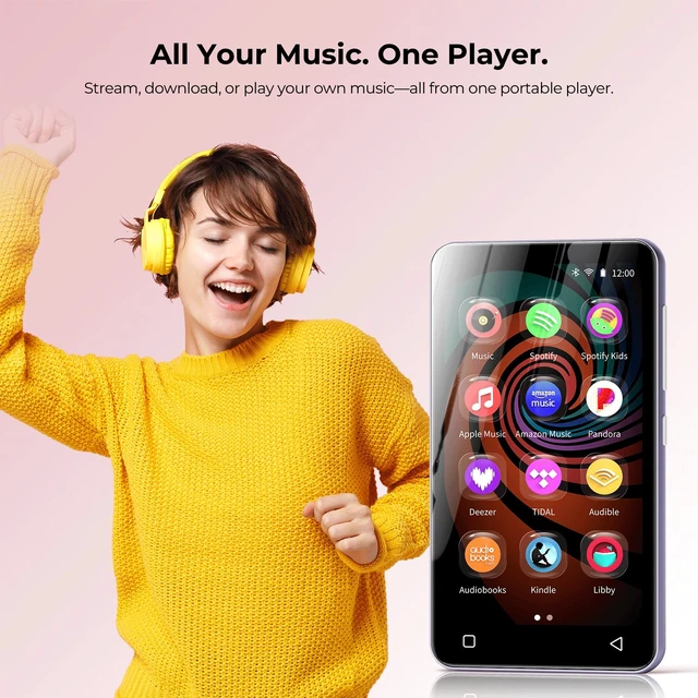 Alt view image 2 of 7 - G3 MP3 Player with Bluetooth and WiFi, 160G Player with Spotify Music Player with Pandora 4" Touch Screen, Parental Controls for Kids, Android MP4 MP3 with Audible,Spotify Kids (Purple)