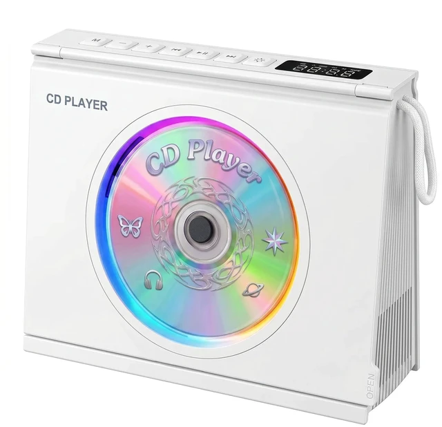 Main image of CD Player Portable Bluetooth CD Players for Home 4000mAh Rechargable Portable CD Player with Hifi Sound & Dual Bluetooth & Dual Speakers & LCD Screen Display & Timer FM Radio Eldly Friendly