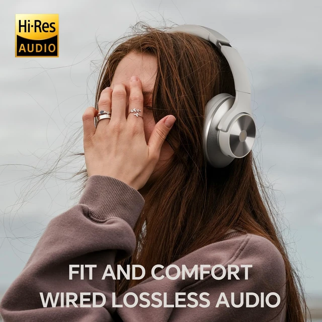 Alt view image 6 of 7 - Focus A10 Wireless Active Noise Cancelling Headphones, Multipoint Hybrid ANC, 62H playtime, multipoint Bluetooth, USB-C charging and 3.5mm wired mode for travel, work and daily listening