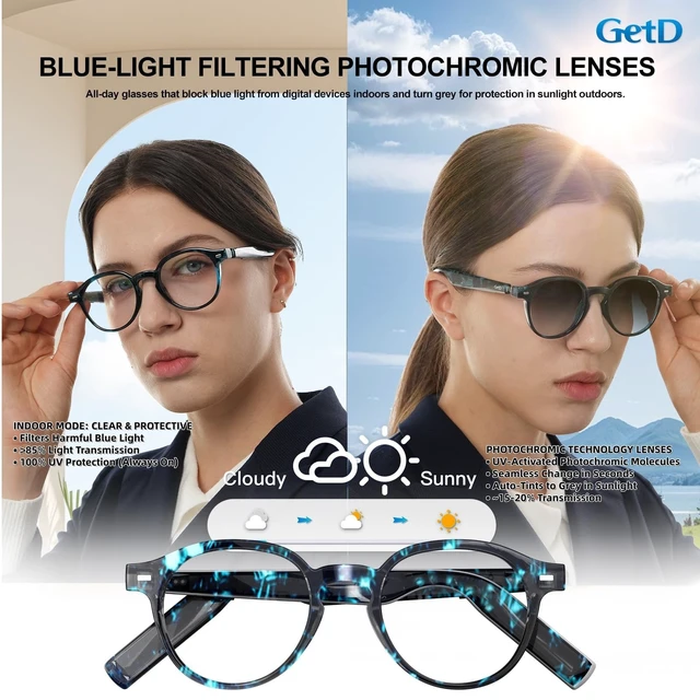 Alt view image 2 of 7 - AI Smart Glasses, Photochromic Lenses,Bluetooth Translation Glasses AI Sunglasses for Women Men, Real Time Translation, Bluetooth Open Earbuds, 11H Playtime, UV Protection, IPX4 Waterproof