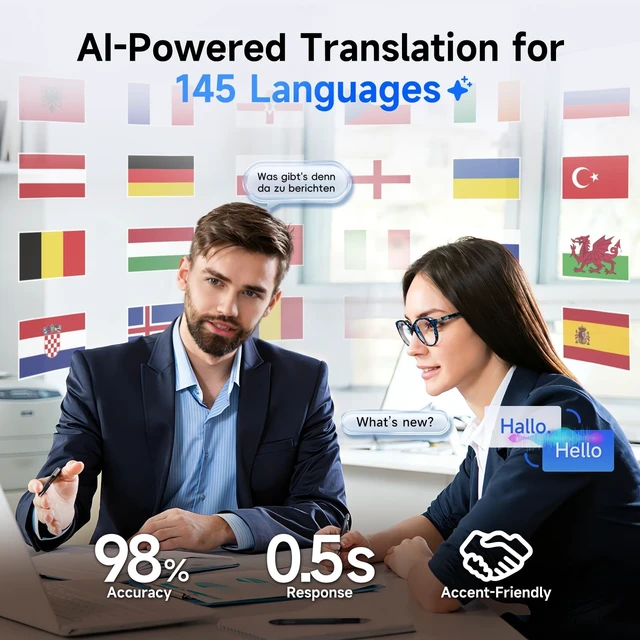 Alt view image 3 of 7 - AI Smart Glasses, Photochromic Lenses,Bluetooth Translation Glasses AI Sunglasses for Women Men, Real Time Translation, Bluetooth Open Earbuds, 11H Playtime, UV Protection, IPX4 Waterproof