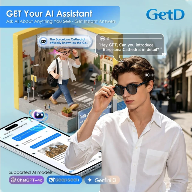 Alt view image 4 of 7 - AI Smart Glasses, Photochromic Lenses,Bluetooth Translation Glasses AI Sunglasses for Women Men, Real Time Translation, Bluetooth Open Earbuds, 11H Playtime, UV Protection, IPX4 Waterproof