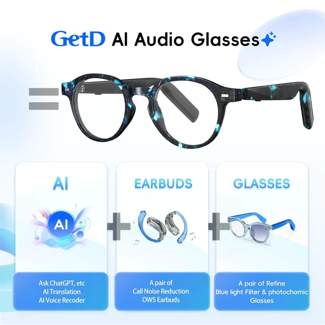 Alt view image 5 of 7 - AI Smart Glasses, Photochromic Lenses,Bluetooth Translation Glasses AI Sunglasses for Women Men, Real Time Translation, Bluetooth Open Earbuds, 11H Playtime, UV Protection, IPX4 Waterproof