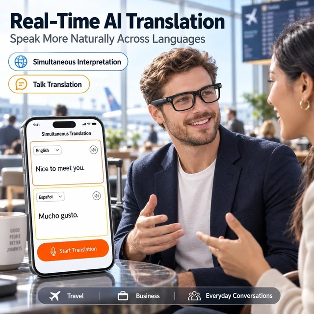Alt view image 7 of 7 - AI Smart Glasses with Camera, 4K Video & Real-Time Translation 4K video recording glasses, 8MP photos, EIS Anti-Shake, Chatgpt, HD calls, open-ear audio, 42g frame, IP65