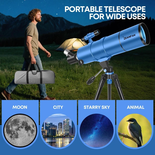 Alt view image 6 of 7 - Telescope for Kids & Adults, 90mm Aperture 550mm Astronomical Professional Telescope for Adults High Powered, Portable Travel Telescopes for Beginners with Tripod & Adapter, Bag, Folding Stool