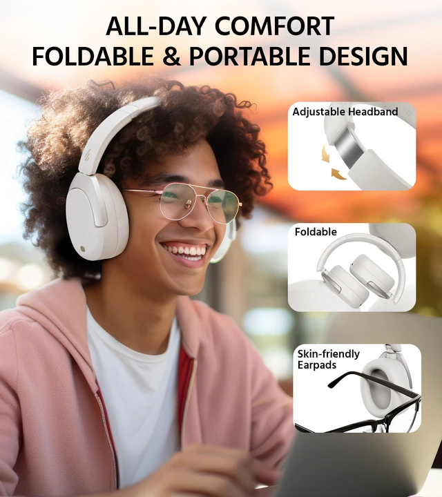 Alt view image 7 of 7 - W830NB Wireless Over Ear Headphones, 94H Playtime, Sandwhite 45dB Active Noise Cancelling, LDAC Hi-Res Sound, Spatial Audio, Fast Charging, Multipoint Connection, Bluetooth 5.4