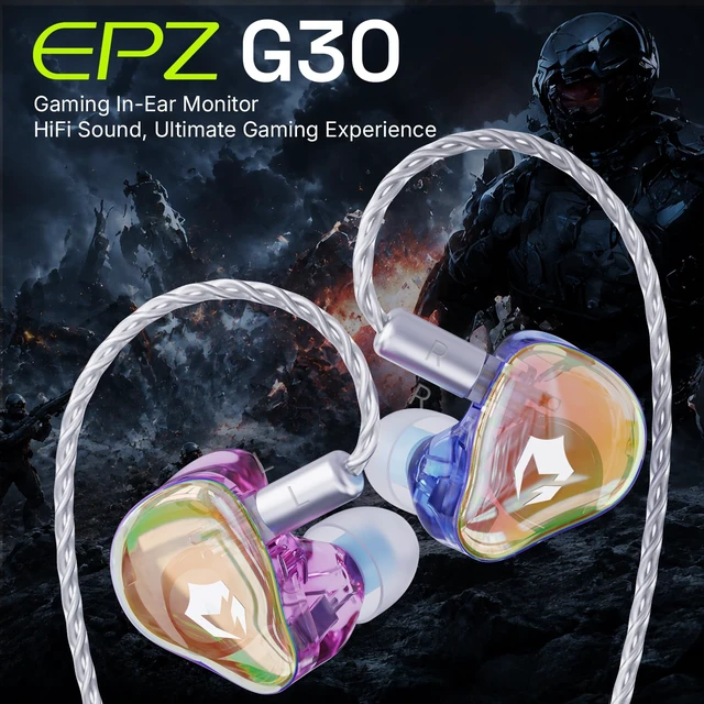 Alt view image 3 of 7 - G30 IEM for Gaming Wired Earphones1DD+1BA HiFi Music in Ear Monitor 3 Sets Eartips (S/M/L) with Mic Gaming Earbuds Type-C ENC Noise Cancelling EQ Adjustment