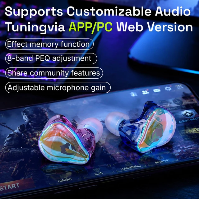 Alt view image 4 of 7 - G30 IEM for Gaming Wired Earphones1DD+1BA HiFi Music in Ear Monitor 3 Sets Eartips (S/M/L) with Mic Gaming Earbuds Type-C ENC Noise Cancelling EQ Adjustment