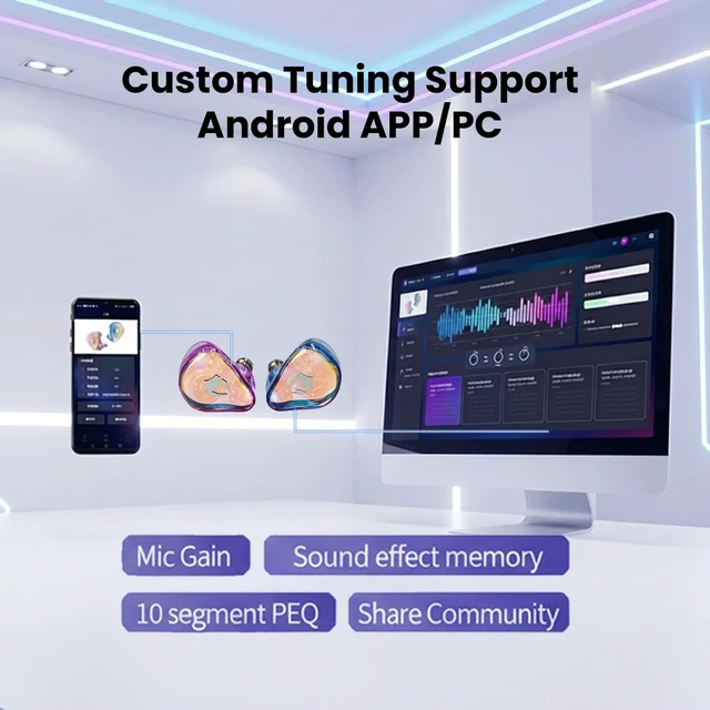 Alt view image 3 of 7 - G30 IEM for Gaming Wired Earphones1DD+1BA HiFi Music in Ear Monitor 3 Sets Eartips (S/M/L) with Boom Mic Gaming Earbuds Type-C ENC Noise Cancelling EQ Adjustment