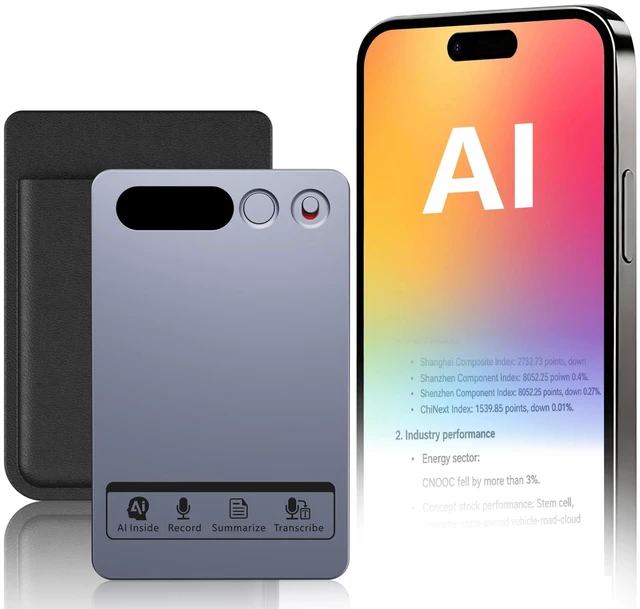 Main image of AI Voice Recorder 64GB, Pocket AI Recorder with Transcribe & Summarize, AI Noise Cancellation, APP Control, 35 Hours Recording, Supports 152 Languages for Meetings, Calls, Lectures, Interviews(Grey)